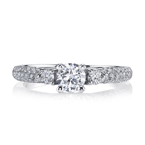 Ladies 3 Stone Micro Pave Diamond Engagement Ring