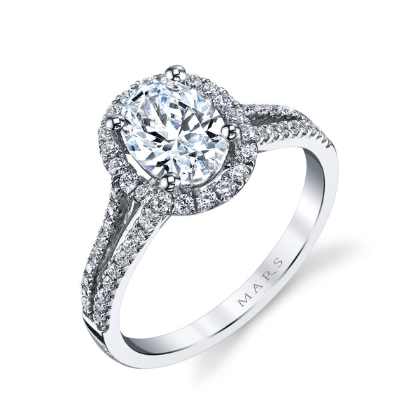 Ladies Halo Oval Diamond Engagement Ring