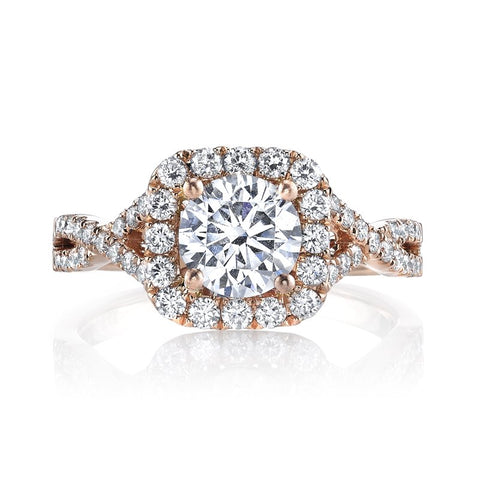 Ladies Interwoven Halo Diamond Engagement Ring