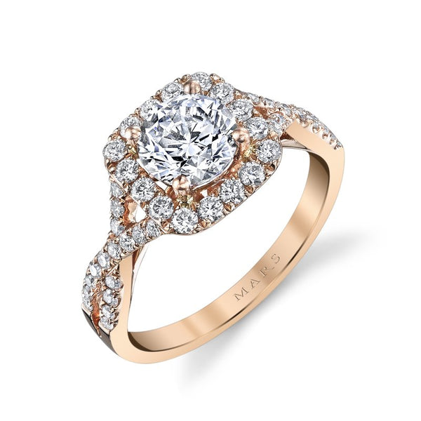 Ladies Interwoven Halo Diamond Engagement Ring