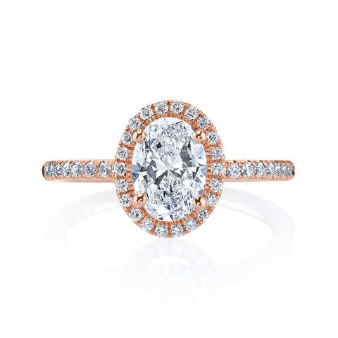 Ladies Petite Halo Oval Diamond Engagement Ring