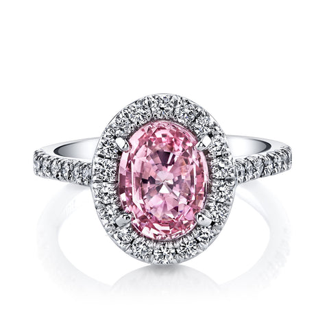 Pink Padparadscha Sapphire Halo Ring