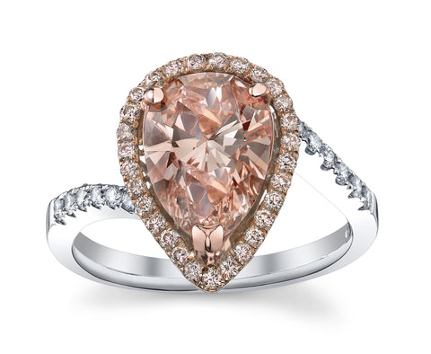 Pear Shape Fancy Pink Diamond Ring